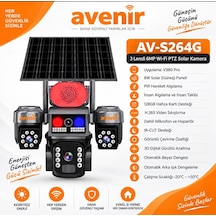 Krntekno Avenir Av-s264g--3 Lens--6 Mp--wi-fi--ptz Solar Kamera