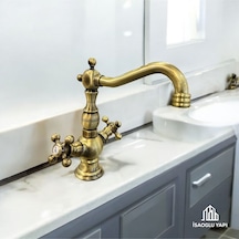İsaoğlu Yapı Antik Gold Vintage Batarya Komple Pirinç Antik Eskitme Musluk Gold