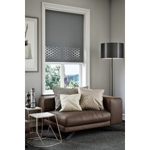 Perdea Lazer Kesim Mat Stor Perde, Lazer Kesimli Klasik Serisi, C-4005 Gri Renk