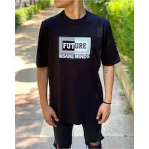 Insane Minds Future Baskılı Siyah Oversize Tişört Siyah