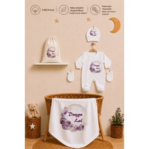 Pia Baby İsimli Kız Bebek Hastane Çıkışı Battaniye Tulum Şapka Eldiven Ham Bez Kıyafet Kesesi Yenidoğan Hediyesi 2052btk0x Ekru