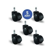 5 Adet Pimli Mobilya Tekerleği Çap:50, 5Li Set, Geniş Tip