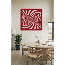 Optik İllüzyon Metal Duvar Tablosu - Metal Duvar Sanatı - Duvar Dekoru - 50 X 50 Cm Kırmızı