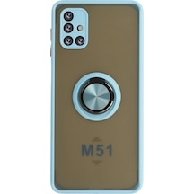Samsung Galaxy Uyumlu M51 Kılıf Montreal Yüzüklü Silikon Kapak - Buz Mavi Diğer