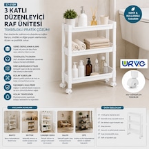 3 Katlı Tekerlekli Sepet Organizer Raf Altın
