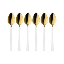 6 Parça Tatlı Kaşığı Seti, Paslanmaz Çelik, Gold Beyaz, 16 Cm, 110 Gram, Elde Yıkanabilir