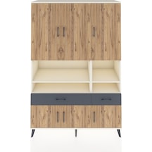 Hyperion Dolap 8 Raflı 2 Çekmeceli 6 Kapaklı 132x44x195 Aytaşı-çam/antrasit Atlas Çam/antrasıt