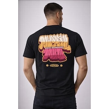 Herkesemoda Break Boundaries Yazı Detaylı Basic T-shirt Siyah