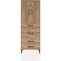 Arges Dolap 3 Raflı 4 Çekmeceli 2 Kapaklı 60x30x163 Çam-çam Atlas Çam