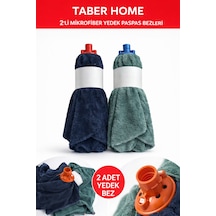 Taber Home 2'li Mikrofiber Yedek Paspas Bezi Vidalı Mop Başlığı Seti - Yüksek Emici Temizlik Bezi