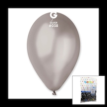 Gm-110-38 Metalik - Gümüş Balon 11&amp Apos &amp Apos - 28cm - 100 Parça 5468 Çok Renkli