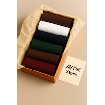 Renkli Unisex 6 Çift Hediyelik Soket Özel Günler Kutusu / Premium Renkli Çorap Seti Beyaz