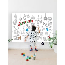 Pster21293 Yılbaşı, Yeni Yıl Dev Boyama Kağıdı, Çocuklar Için Aktivite Boyama Rulosu 90x130cm Açık Ahşap