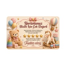 Oyuncak Mağazası Temalı Thank You Kartı Müşteri Yorum Kartı 8x5 Cm - Bej - 152