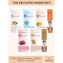 Dermal Ton Eşitleyici Pirinç Beyaz Şeftali Pancar Yulaf Özlü Maske Seti 23gr X 5adet