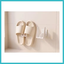 Bezos 3d Baskı Duvara Monte Banyo Terlik Askısı Minimalist Terlik Rafı Delmeden Yapıştırmalı Beyaz Dfnbez