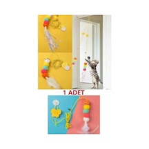 Elastik Kendinden Yapışkanlı Renkli Kedi Oyun Oltası Kedi Oyuncağı Yapışkanlı Olta Eğitim Oyuncağı