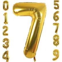 7 Yaş Doğum Günü Parti Kutlama Rakam Folyo Balon Altın Renk 36 Cm 16 Inç