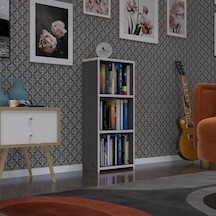 Kenzlife Kitaplık Süper Ga 090 40 19 Gri 3 Katlı Tek Bölme Ofis Mutfak Banyo Dolabı Arkalıksız