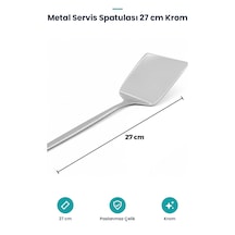 Metal Servis Spatulası - Krom Renk - 27 Cm - Paslanmaz Çelik Gümüş