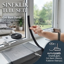 75 X 220 Sineklik Tülü Seti Çift Taraflı Güçlü Köpük Bant Dahil Kolay Montaj Gri Tül