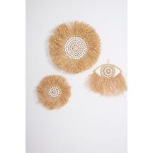 3'lü Set Rafya Deniz Kabuklu Model & Tüm Çap 30-50 Cm & Yarım Göz