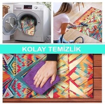 Dizayn Aron Desenli Kadife Pamuk Tabanlı Yıkanabilen Kaydırmaz Antibakteriyel Salon Halısı 140x200 1