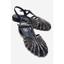 Luvishoes Lavına Lacivert Süet Taşlı Kadın Sandalet