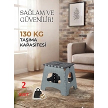 2 Adet Küçük Sağlam Dayanıklı Kullanışlı Şık Katlanır Tabure Ma084 Gri 2 Adet