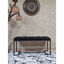Zafir Siyah Boyalı - L - Ayaklı 100 Cm X 38 Cm Oturak - Bench - Makyaj Taburesi - Makyaj Oturak Siyah