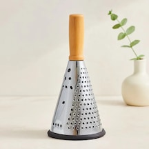 Jenerik 8" Ahşap & Bambu Saplı Çelik Rende Silikon Taban, 3 Bölümlü Çok Renkli