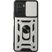 Newface Xiaomi Poco F3 Kılıf Pars Lens Yüzüklü Silikon Semeglbl - 80 - Gümüş