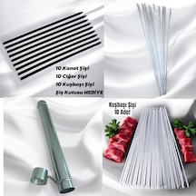 10 Adet Kanat Şişi - 10 Ciğer Şişi-10 Kuşbaşı Tavuk Şişi - Şiş Kutusu 60 Cm Hediye