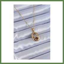 Bezos 316l Çelik Gold Renk Zirkon Taşlı Kadın Kolye Hb006