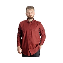 Mode Xl Büyük Beden Gömlek Gabardin Çift Cep Kapaklı 20360 Bordo Bordo
