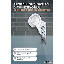 Filtreli Duş Başlığı 5 Fonksiyonlu Masaj Etkili Klor Kireç Önleyici El Duşu Bx-316067 Renkli