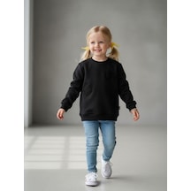 Kız Çocuk Kelebek Desenli Sweatshirt-16229 Siyah Kız Çocuk Kelebek Desenli Sweatshirt-16229 Siyah