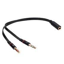 Siyah 3.5mm To Audio + Mic 0.15m Kulaklık Çevirici