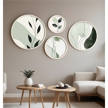 Huhuli Ahşap Çerçeveli Modern 4'lü Yuvarlak Tablo Seti Huhu297