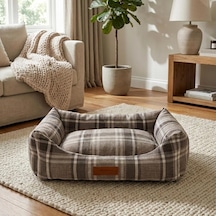 Tr Comfy Pet Kedi Ve Köpek Yatağı Bej/oeko-tex Sertifikalı Dokuma Kumaş, Yıkanabilir Fermuarlı Minder, Tamamlayı