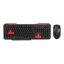 Usb Kablolu Klavye - Mouse Set Kırmızı Tuşlu Q Klavye 1600dpı Mouse 5570
