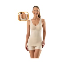 Sauna Suit Saunabel Göğüs Göbek 2 Beden Ince Görünüm Toparlayıcı Örme Dikişsiz Ipeksi Kadıntentlet Korse Ten Rengi