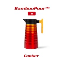 Cooker Bamboopour 2 Litre Paslanmaz Çelik Bambu Saplı Termos Ckr2097 Sarı