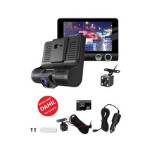 3 Kameralı Araç İç Ön Ve Arka Yol Video Kaydedici Sürüş Güvenliği Kamerası G-sensor 4inç Büyük Ekran