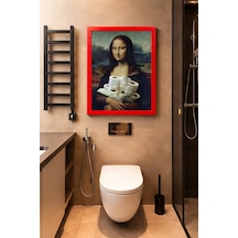 Renkli Çerçeveli Tek Parça Banyo Temalı Yüksek Kalite Uv Basklı Tablo Mdf Kırmızı