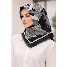 Sinem Emprime Koton Eşarp - Siyah / Beyaz-6292 Siyah,beyaz-13