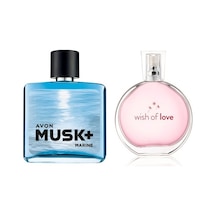 Avon Wish Of Love Kadın Parfüm EDT 50 ML + Musk Marine Erkek Parfüm EDT 75 ML