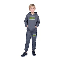 Kanguru Cepli Kapüşonlu Next Baskılı Erkek Çocuk Eşofman Takımı Füme