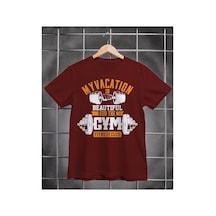 Segungear My Vacation Erkek Regular Fit Baskılı Spor Tişört Bordo - 931651062 Bordo
