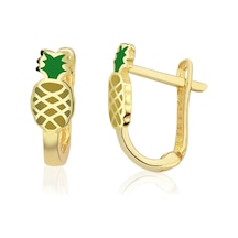 Lilarote Ananas Figürlü Çocuk Altın J Küpe